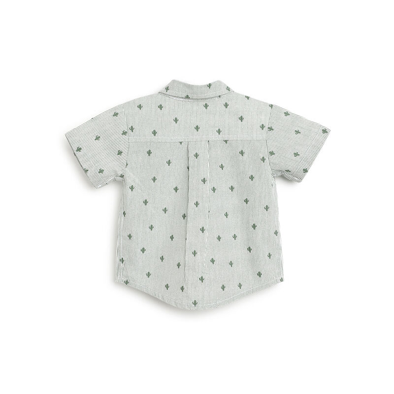 Boys White and Green Printed Short Sleeve Shirt image number 1